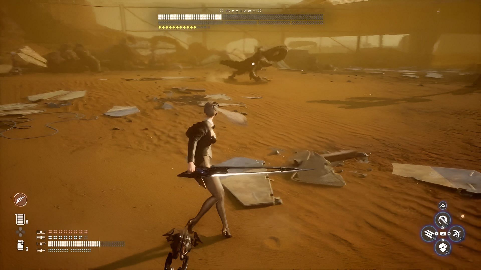 The Stalker, a powerful Alpha Nayteba that uses deadly close-range attacks (Image via PlayStation Publishing LLC | YouTube/@xHolmesWalkthroughsx7)
